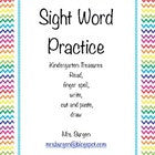 Kindergarten Sight Word Practice, Read, FInger Spell, Write Draw, Cut and Paste